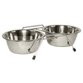 Double gamelle 2 x 450 ml en acier inoxydable avec support