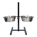 Double gamelle surélevée en acier inoxydable ( support en T ) - 2 tailles disponibles