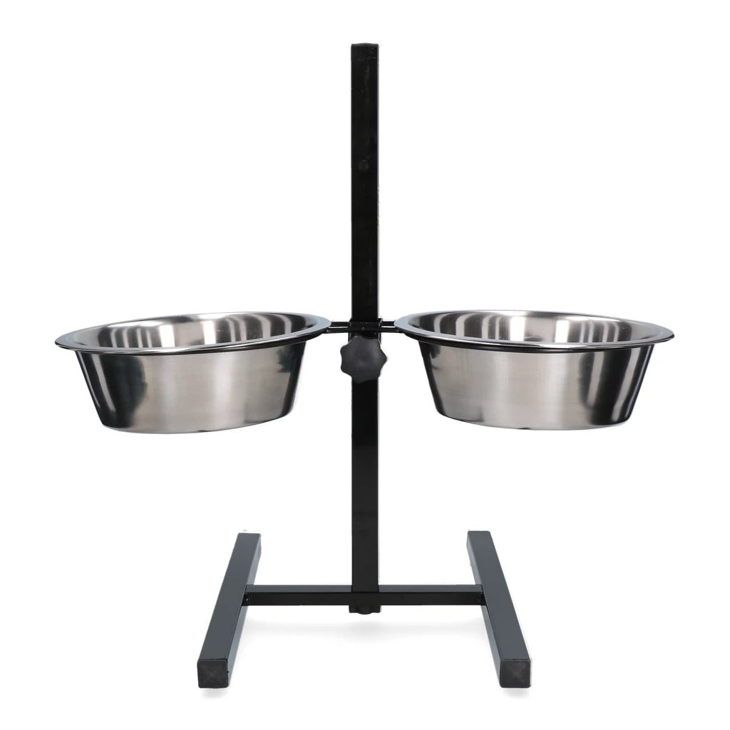 Double gamelle surélevée en acier inoxydable ( support en T ) - 2 tailles disponibles